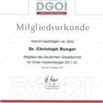 Deutsche Gesellschaft für Orale Implantologie (DGOI) – Mitgliedsurkunde 2011