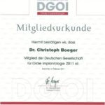 Deutsche Gesellschaft für Orale Implantologie (DGOI) – Mitgliedsurkunde 2011