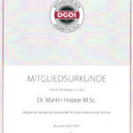 Deutsche Gesellschaft für Orale Implantologie (DGOI) – Mitgliedsurkunde 2024